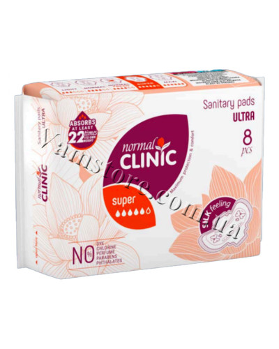 NCF05B Normal Clinic - Comfort ultra silk dry - Крит. прокладки 4 краплі 260 мм/8шт уп.