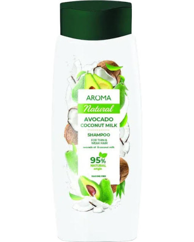 Шампунь Aroma  Natural з олією Авокадо і Кокосовим молоком для тонкого і слабкого волосся 400 мл.