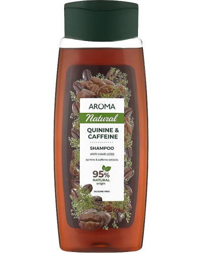 Шампунь Aroma  Natural з екстрактом Хініну і Кофеїну проти випадіння волосся 400 мл.