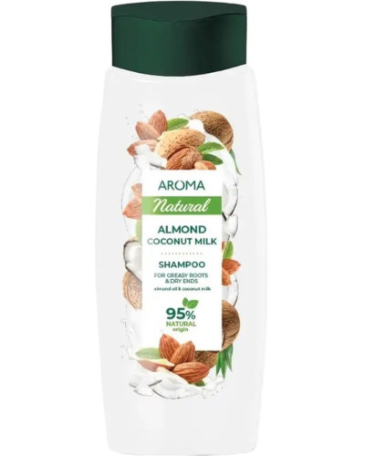 Шампунь Aroma  Natural з Мигдальною олією і Кокосовим мол. для жирних коренів 400 мл.