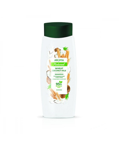 Шампунь Aroma  Natural з Пшеничним протеїном і Кокосовим молоком для пошкодженого волосся 400 мл.