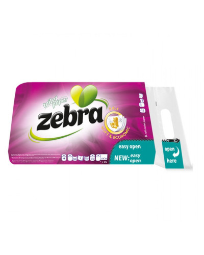 Туалетний папір ZEBRA білий тришаровий  8шт/уп