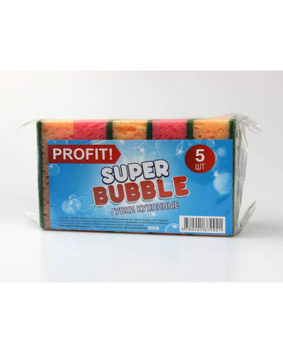 Губка для миття посуду Super Bubble ВЕЛ, 5шт/уп