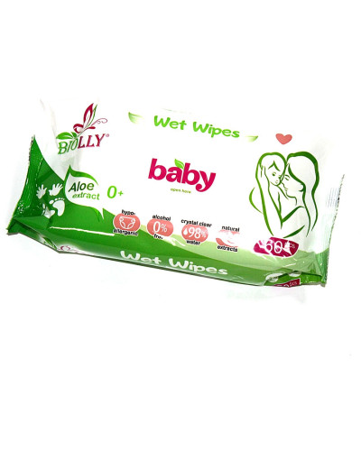 Серветка волога дитяча "BIOLLY" 60шт/уп (38шт/ящ.)