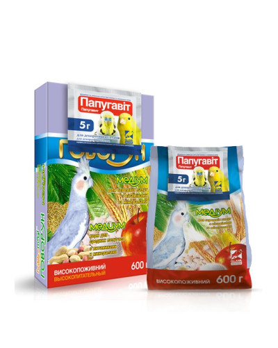 Корм для папуг "ХОББІ МІЛ" Говорун Медіум (для середн. папуг), 600г