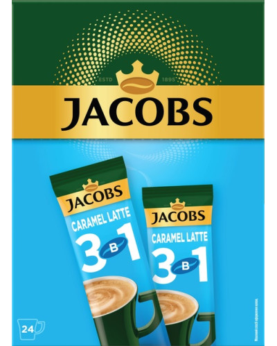 Кава розчинна 3 в 1 "JACOBS" caramel latte стик 24шт/уп