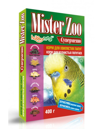 Корм для папуг "МІСТЕР ZOO" д/хвилястих (суперменю), 400г