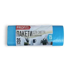 Пакет для сміття 35л/15шт з зав`язками "Profit"