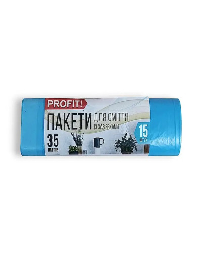 Пакет для сміття 35л/15шт з зав`язками "Profit"