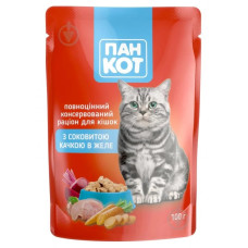 Пауч Корм для КОТІВ "Пан Кот" (качка) 100г 24шт/уп