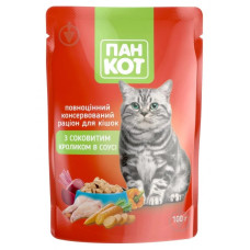 Пауч Корм для КОТІВ "Пан Кот" (кролик) 100г 24шт/уп