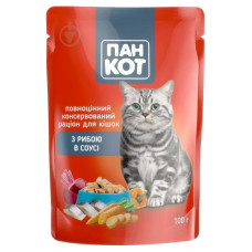 Пауч Корм для КОТІВ "Пан Кот" (риба) 100г 24шт/уп