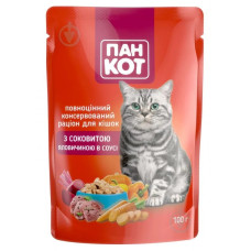 Пауч Корм для КОТІВ "Пан Кот" (яловичина) 100г 24шт/уп