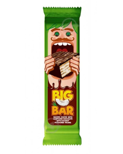 Батончик вафельний глазурований "BIG BAR" з кокосовою стружкою 45г/24шт