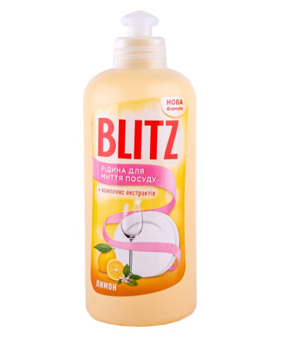 Рідина для миття посуду "BLITZ" Лимон- ПЛЯШКА  0,5л