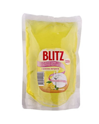 Рідина для миття посуду "BLITZ" Лимон- ЗАПАСКА  0,5л