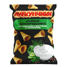 Чіпси кукурудзяні зі смаком Сметана та зелень "Лускунчики" 130г (15шт/ящ)