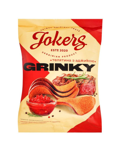 Гренки "Jokers" мет.пл. ТЕЛЯТИНА З АДЖІКОЮ, 80г(20шт/уп)