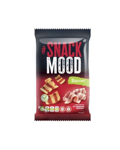 Снеки пшеничні  "SNACK MOOD" Смужки беконові, 140г  9шт/уп