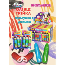 Олівці Трійка-жувальна гумка 30шт/уп