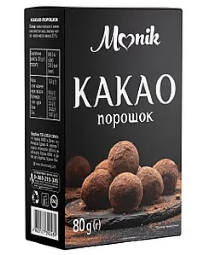 Какао порошок (темне) ТМ Monik 80г/18шт