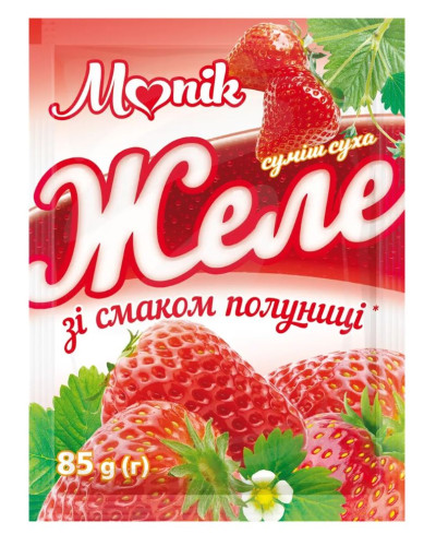 Желе зі смаком полуниці ТМ Monik 85г/50шт