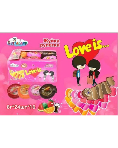 "Love is" Жуйка рулетка  Мікс (24шт/уп)